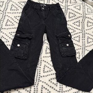 Fashion Nova Black Straight Leg Cargo Jeans